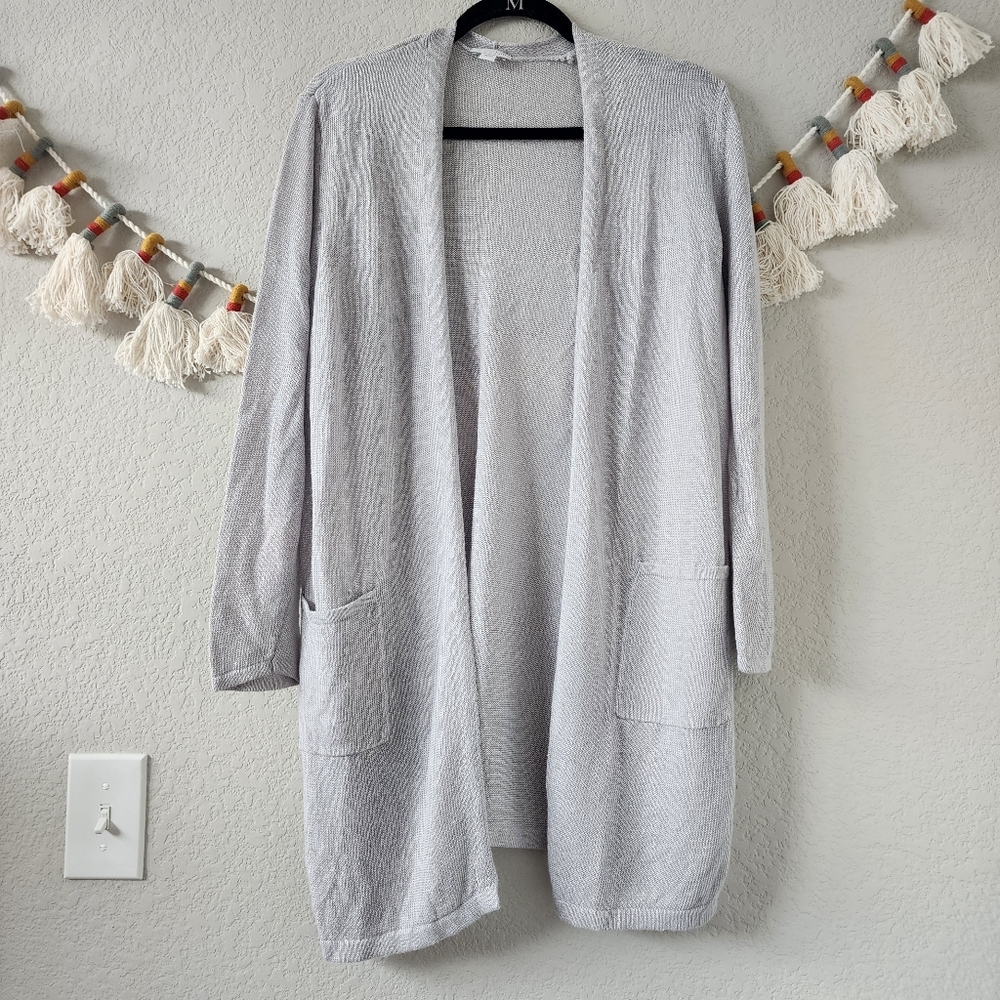 J. Jill Light Gray Open Front Cardigan